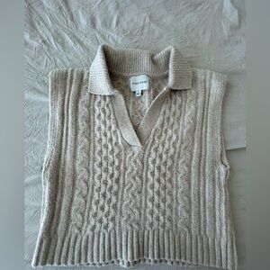 Pink Rose Women's V-Neck Cable Knit Sweater - Beige